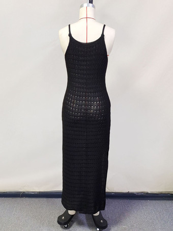 サイドスリット入りクロシェニットマキシスリップドレスカバーアップ 2025