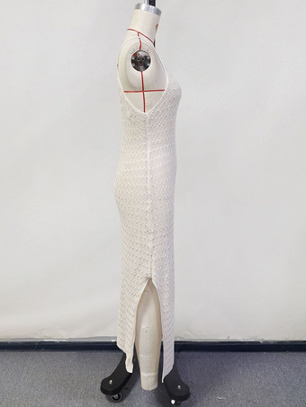 サイドスリット入りクロシェニットマキシスリップドレスカバーアップ 2025