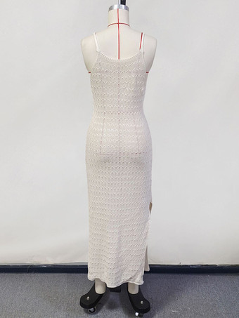 サイドスリット入りクロシェニットマキシスリップドレスカバーアップ 2025