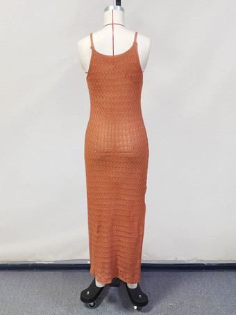 サイドスリット入りクロシェニットマキシスリップドレスカバーアップ 2025