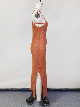 サイドスリット入りクロシェニットマキシスリップドレスカバーアップ 2025