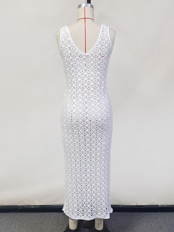 クロシェニットVネックマキシドレスカバーアップ2025