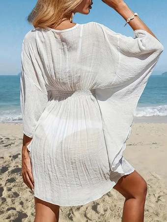 バットウィングスリーブVネックカバーアップ（ホワイト）2025年