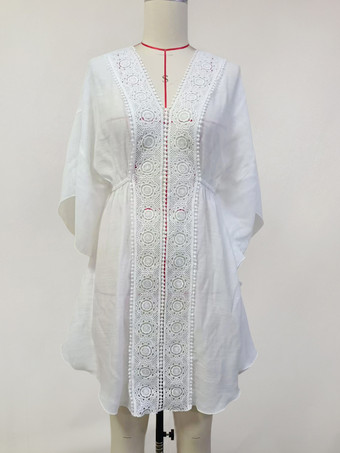 バットウィングスリーブVネックカバーアップ（ホワイト）2025年