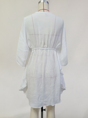 バットウィングスリーブVネックカバーアップ（ホワイト）2025年