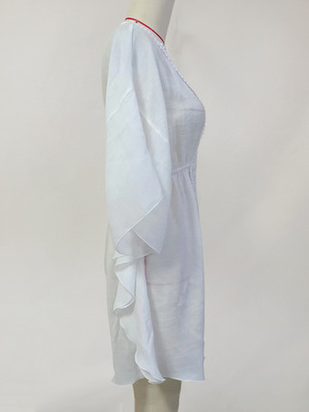 バットウィングスリーブVネックカバーアップ（ホワイト）2025年