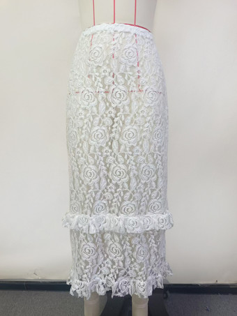 2025年夏のビーチにぴったりのレースロングスカートカバーアップ