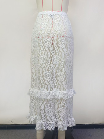 2025年夏のビーチにぴったりのレースロングスカートカバーアップ