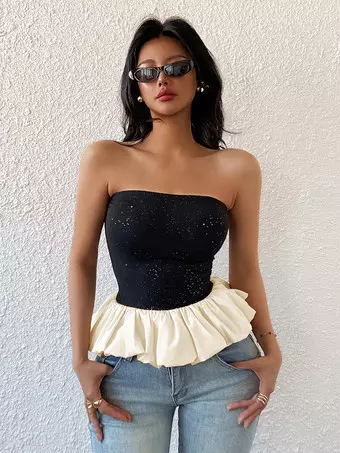 Robe longue en cache-coeur à bretelles et motif fleuri - Mode ethnique
