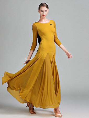 レディースダンスドレス バックレス ビッグスイング スタンダード 社交ダンスコスチューム バックフリルデザイン タンゴドレス ワルツダンスウェア