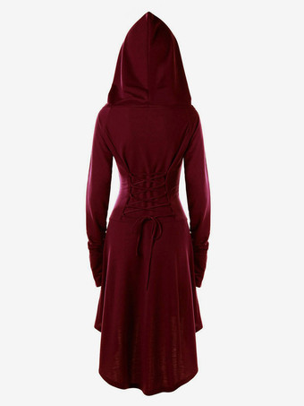 女性用中世ルネッサンスドレス フード付きローブ エルフ ハロウィンコスプレ用