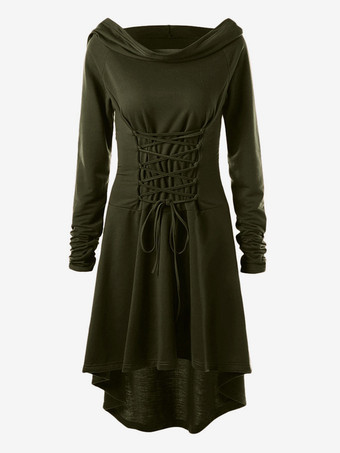 女性用中世ルネッサンスドレス フード付きローブ エルフ ハロウィンコスプレ用