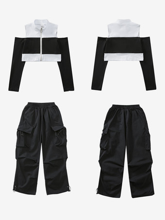 キッズジャズダンスコスチューム ストリートヒップホップラッパー トレンディ クール ファッショナブル ヒップホップパフォーマンス衣装