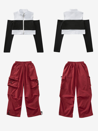 キッズジャズダンスコスチューム ストリートヒップホップラッパー トレンディ クール ファッショナブル ヒップホップパフォーマンス衣装