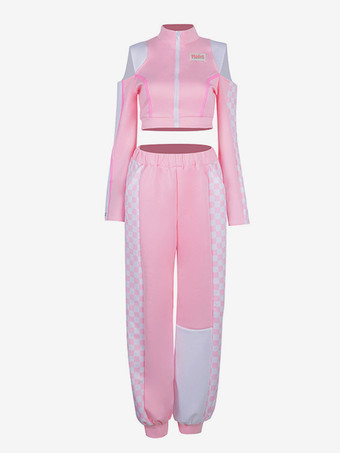 女性用ジャズダンス衣装 2ピース ピンク ヒップホップコスチューム