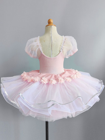 女の子用バレエダンス ランタンスリーブ メッシュ キッズ プリンセス パーティーコスチューム