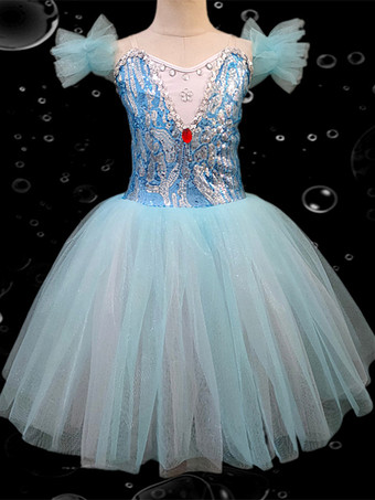 ライトスカイブルー子供用バレエドレス 各種カラー バレリーナチュチュ パフォーマンス用 白鳥ダンスドレス