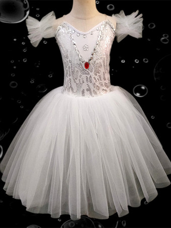 ホワイト 子供用バレエドレス 各種カラー バレリーナチュチュ パフォーマンス用 白鳥ダンスドレス