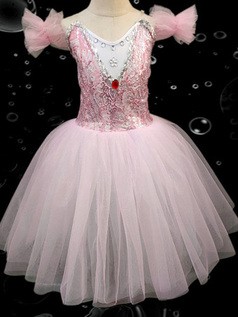 ピンク子供用バレエドレス 各種カラー バレリーナチュチュ パフォーマンス用 白鳥ダンスドレス