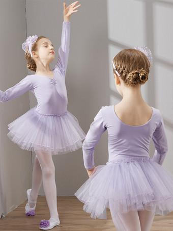 女の子のダンス衣装 長袖チュチュ トレーニングウェア ダンスパフォーマンスウェア