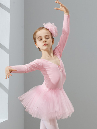 女の子のダンス衣装 長袖チュチュ トレーニングウェア ダンスパフォーマンスウェア