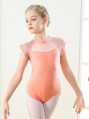 女の子用バレエダンスドレス レース 半袖 レオタード 衣装 ダンスウェア