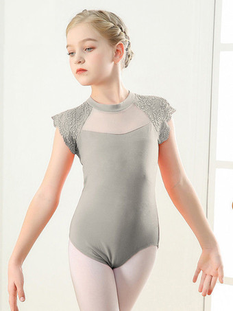 女の子用バレエダンスドレス レース 半袖 レオタード 衣装 ダンスウェア