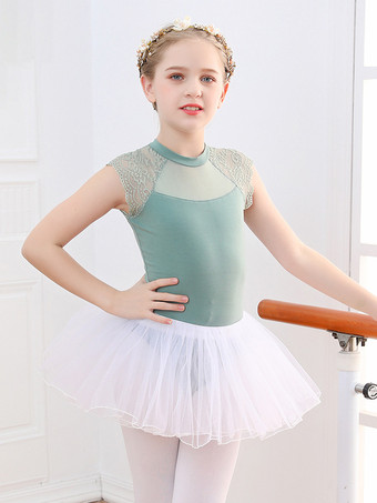 シアン女の子用バレエダンスドレス レース 半袖 レオタード 衣装 ダンスウェア