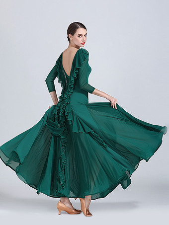 女性用社交ダンスドレス ワルツ タンゴ 練習用ダンスドレス 伸縮性 フラメンコ