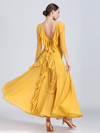 女性用社交ダンスドレス ワルツ タンゴ 練習用ダンスドレス 伸縮性 フラメンコ