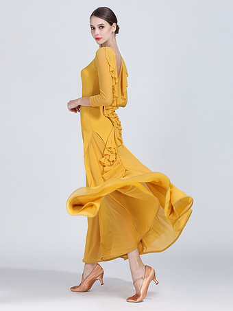 女性用社交ダンスドレス ワルツ タンゴ 練習用ダンスドレス 伸縮性 フラメンコ