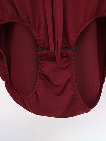 レディースダンスドレス メッシュ 長袖 リボンネックライン 社交ダンス衣装