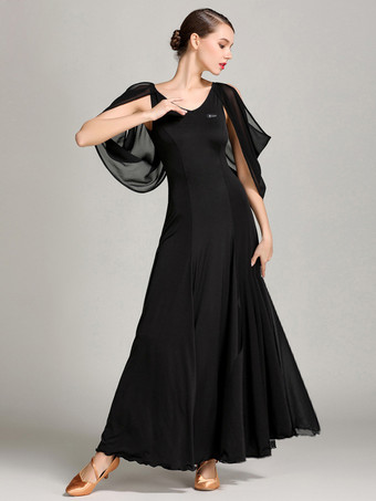 ブラック レディース モダン ワルツ タンゴ ラテン 社交ダンス 練習用ドレス