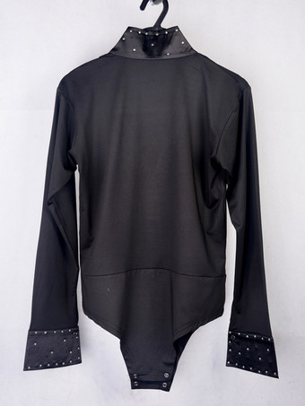 メンズ ラテンダンス 2ピース 長袖 水玉シャツと黒パンツ パフォーマンス ステージ衣装