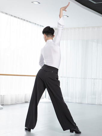 メンズ ラテンダンスシャツ ホワイト 社交ダンス コスチューム レースアップ トップス パフォーマンス