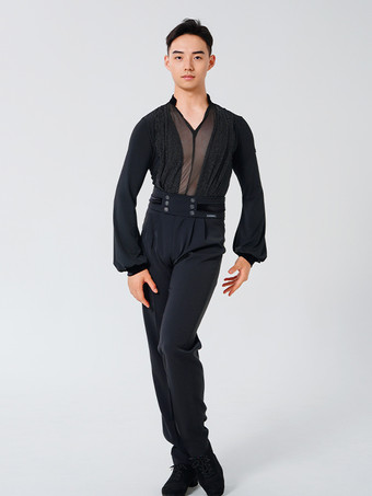 メンズ ラテンダンスシャツ ルンバ チャチャ サンバ ダンス競技用 パフォーマンスウェア