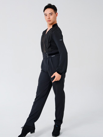 メンズ ラテンダンスシャツ ルンバ チャチャ サンバ ダンス競技用 パフォーマンスウェア