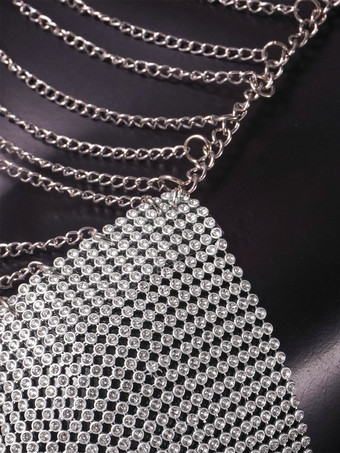 マルチレイヤーチェーン装飾クロップトップセクシークラブウェア2025