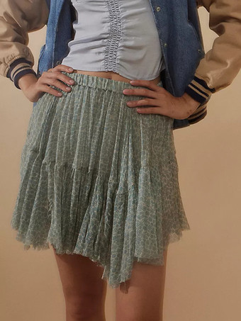 ハイウエストプリントイレギュラーミニスカート 2025