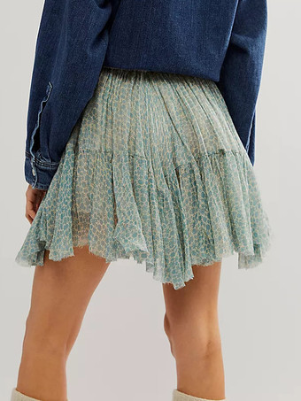 ハイウエストプリントイレギュラーミニスカート 2025