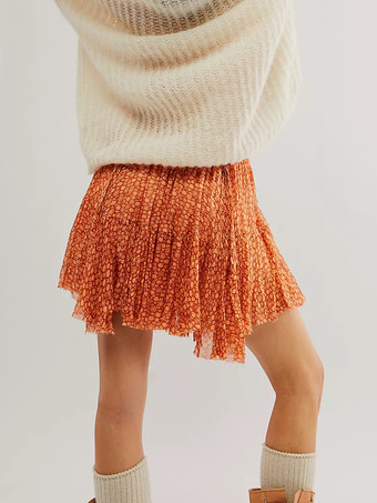 ハイウエストプリントイレギュラーミニスカート 2025