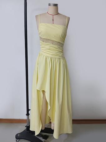 2025年レディース向けアシンメトリーヘムロングスリップパーティードレス