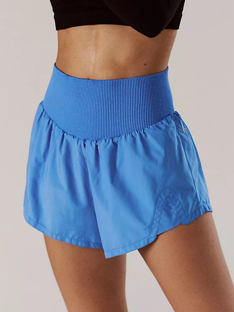 ライトスカイブルー無地ハイウエストヨガ速乾スポーツパンツ 2025