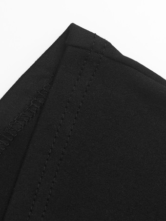 ユニークなネックラインのノースリーブボディコンミディドレス（ブラック）2025