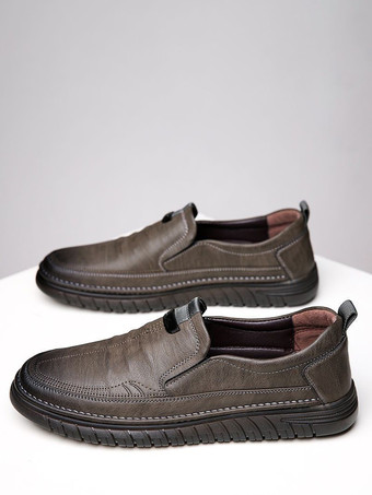 カーキ メンズローファー スリッポン 快適 滑り止め ラバーソール 耐久性 ローカット カジュアルシューズ