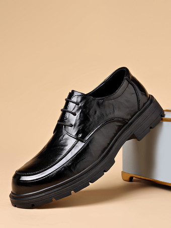 ブラック メンズドレスシューズ ラウンドトゥ プラットフォーム チャンキーダービー 英国デザイン ウェディングドレス フォーマル パーティーシューズ