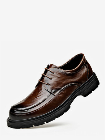 ブラウン メンズドレスシューズ ラウンドトゥ プラットフォーム チャンキーダービー 英国デザイン ウェディングドレス フォーマル パーティーシューズ