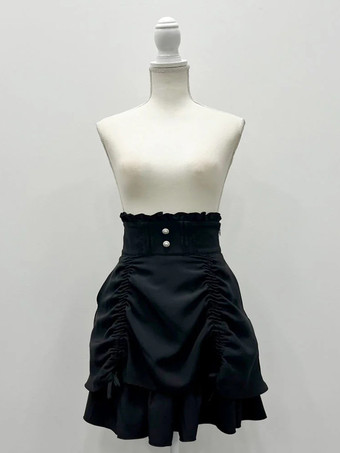 ロリータスカート バックルビームフリル レイヤード パフィースカート