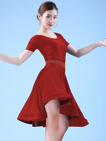 女性用ラテンダンスドレス ボリュームスカート ラテンパークパフォーマンスドレス