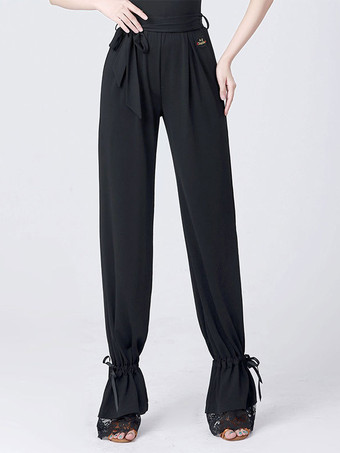 レディース ラテンダンス ボトムス ハイウエスト リボン ダンスパンツ